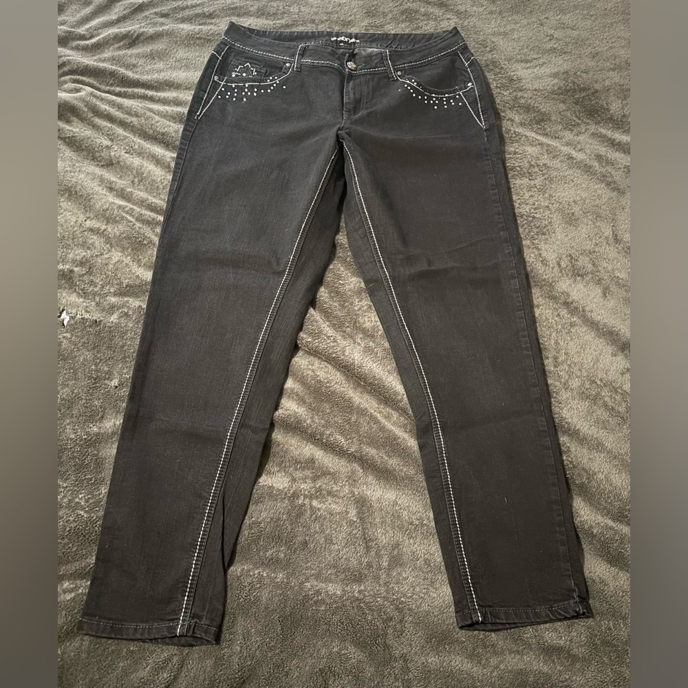 Lane Bryant Black Rhinestone Studded Women's Skinny Jeans